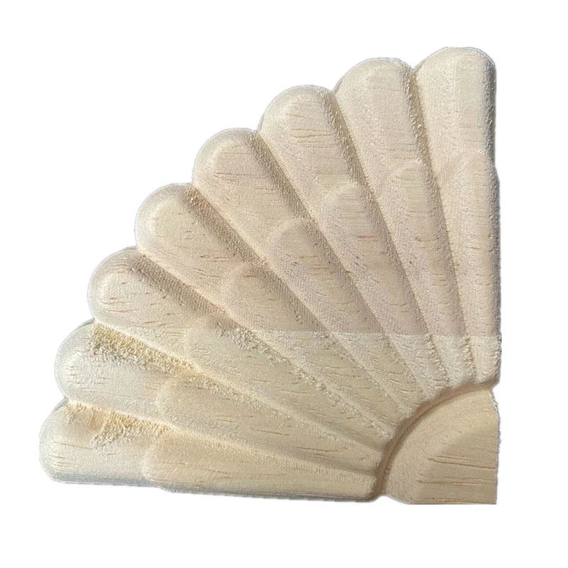 8PCS 8cm Carving Natural Wood Appliques for Furniture Cabinet Unpainted Wooden Mouldings Decal Vintage Home Decor Decorative