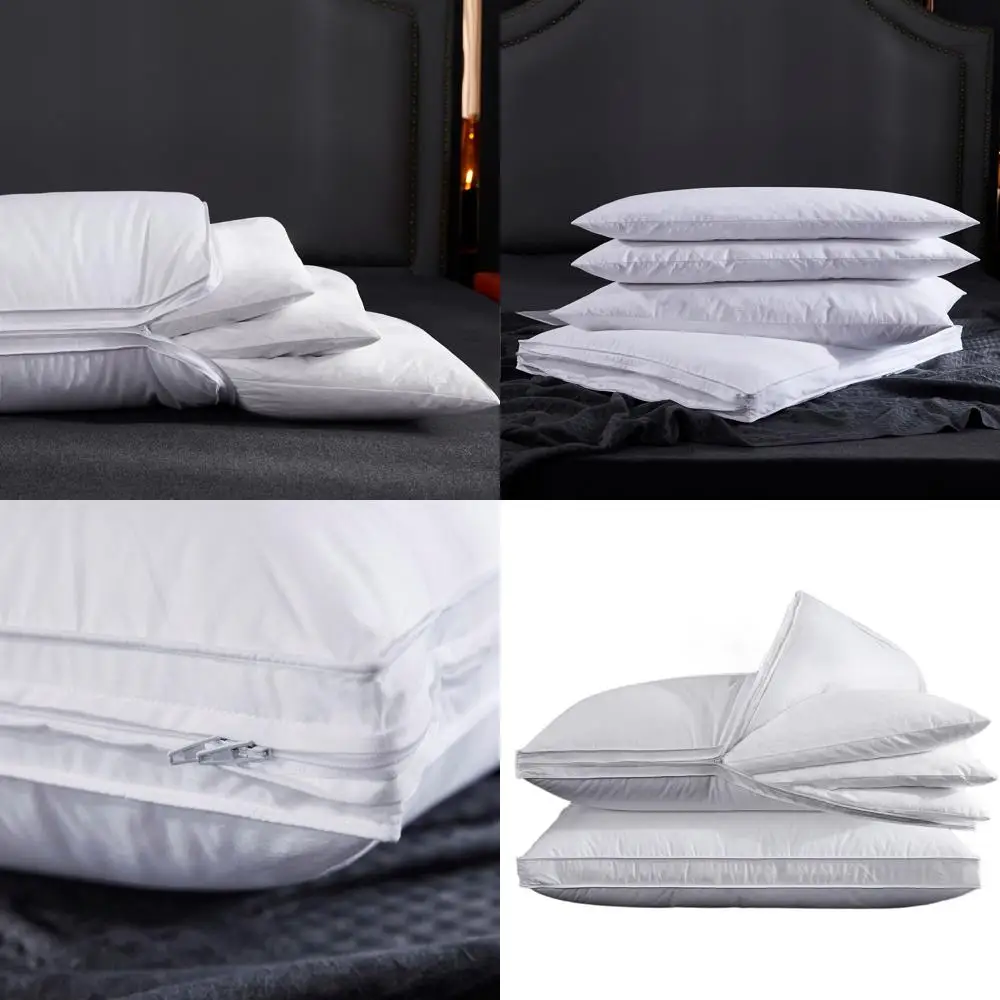 

Подушки из органического хлопка Queen Size с гусиными перьями — регулируемые слои для сна по бокам, спине и живота, набор из 2 шт.