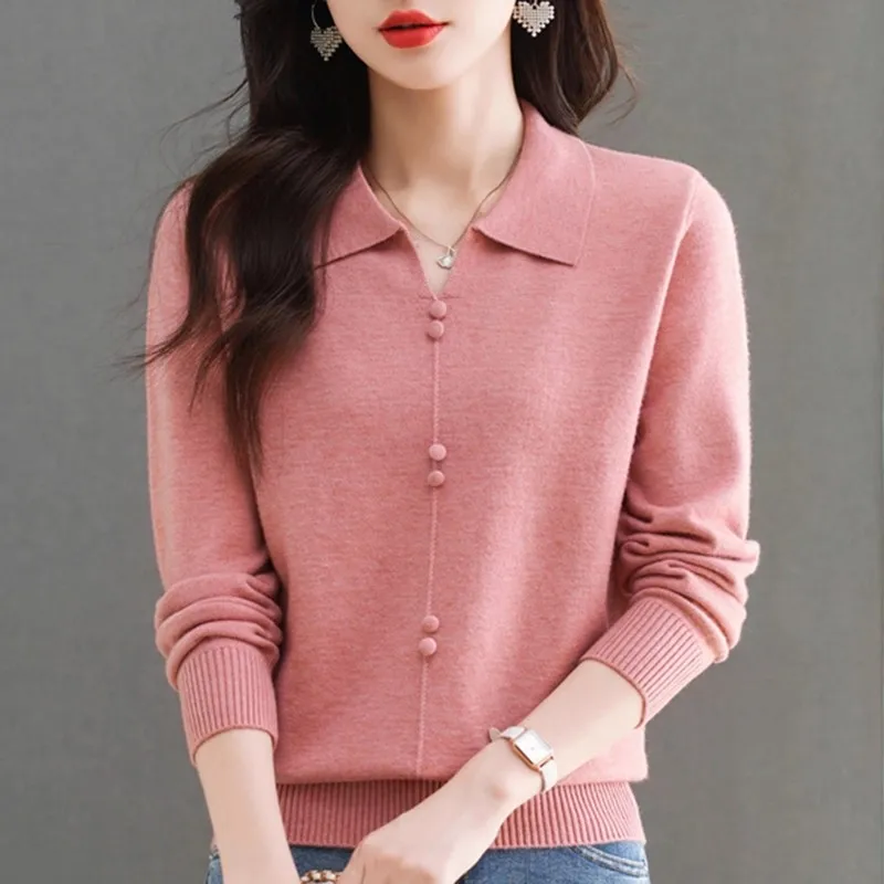 2025 Otoño Invierno mujer suéter sólido tejido Tops Casual Slim pulóver coreano suéteres Chic jerseys Tops señoras prendas de punto