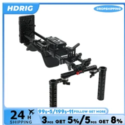 HDRIG Pro Shoulder Mount Bracket With Manfrotto Base Plate And Rosette Cheese Handle V-Lock Mount Power Adapter Lens Holder