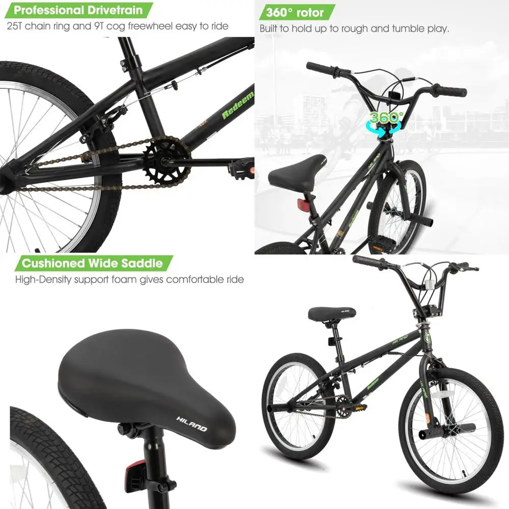 

Hiland 20 inch Freestyle Kids BMX Bike,Beginner-Level to Advanced Riders with 360 Degree Gyro & 4 Pegs, Kids' Bicycles for Boys,