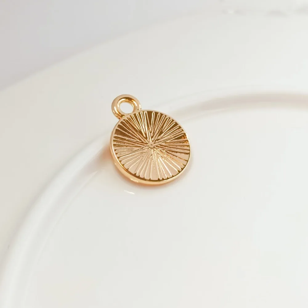 14K Gold-plated LOVE Metal Wire Pattern Round Piece Pendant, 13mm Bracelet Necklace Pendant, DIY Handmade Jewelry