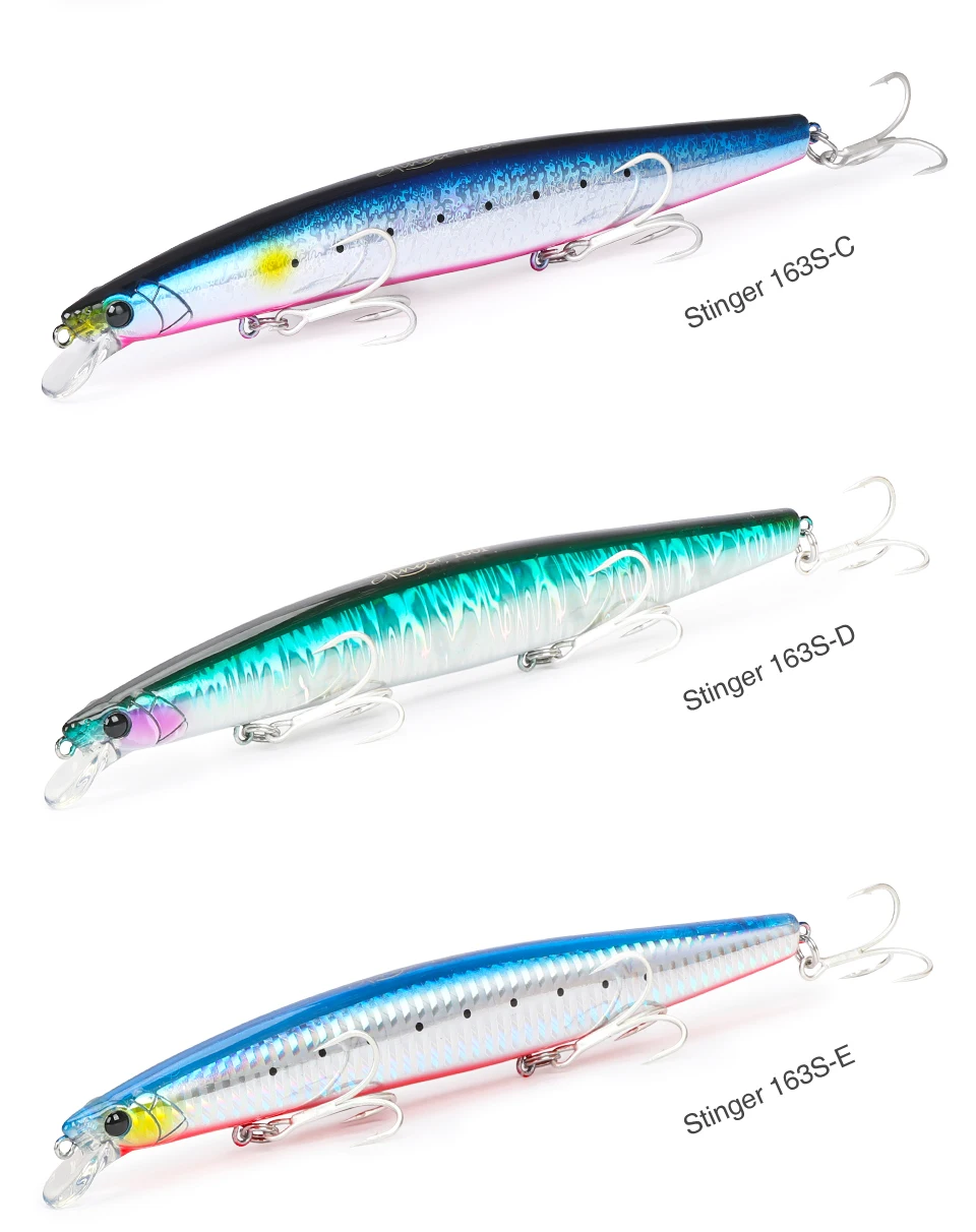 TSURINOYA 163S Ultra Long Casting Sinking Minnow Sea Fishing Lure STINGER 163mm 34.2g Seabass Tuna Saltwater Large Hard Baits
