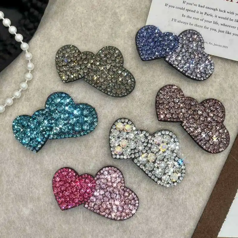 Sparkling Heart-Shaped Premium BB Hair Clip: Korean-Style Sweet and Cute Fringed Hair Clip—Fashionable Hair Accessory