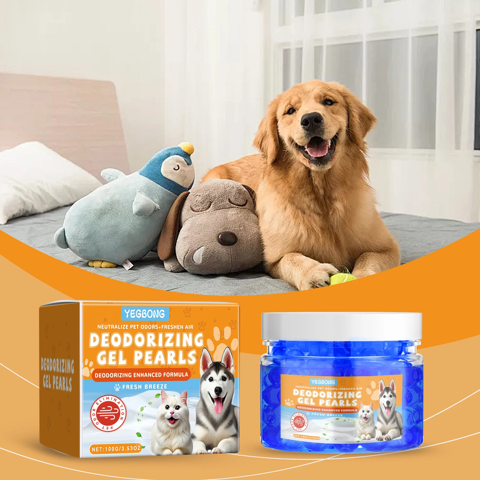 Perlas Eliminadoras de Olores para Mascotas Yegbong - Eliminación de Olores Potente, Frescura Duradera para Hogares, Jaulas y Ropa de Cama