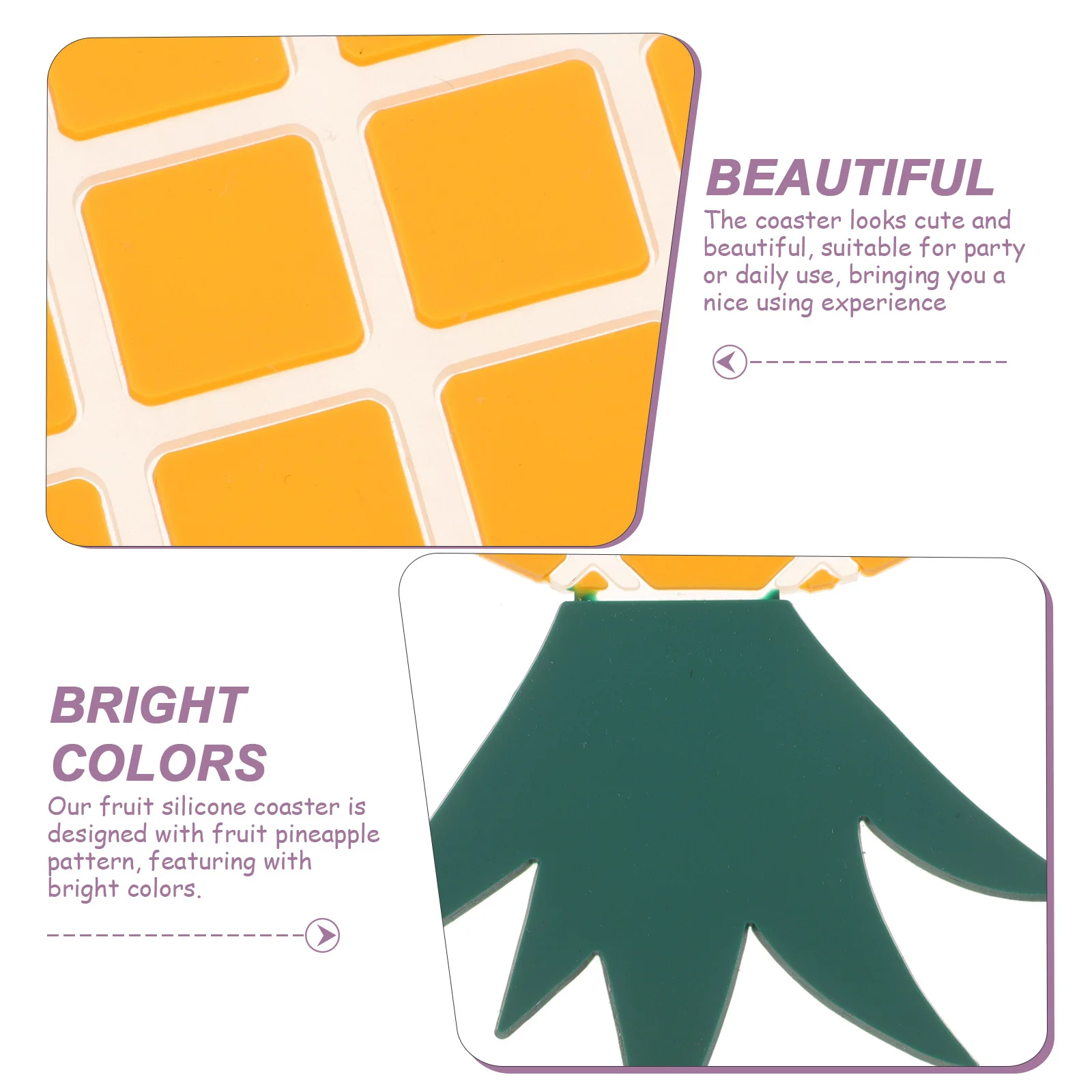 

Pineapple Coasters Silicone Fruit Pattern Cup Mat Non Skid Desktop Protector for Coffee Tea Glasses Decor Aesthetic Home