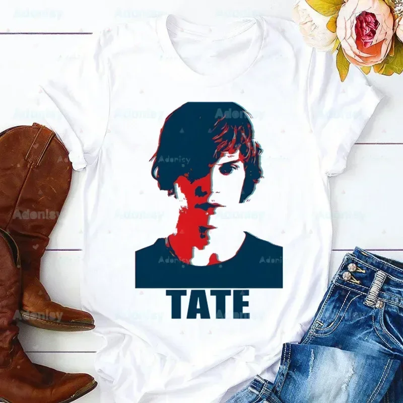 Evan Peters Skull Ahs Roanoke Women Cartoon Mom Summer Print Lady T-shirts Top T Shirt Ladies Womens Graphic Female Tee T-Shirt