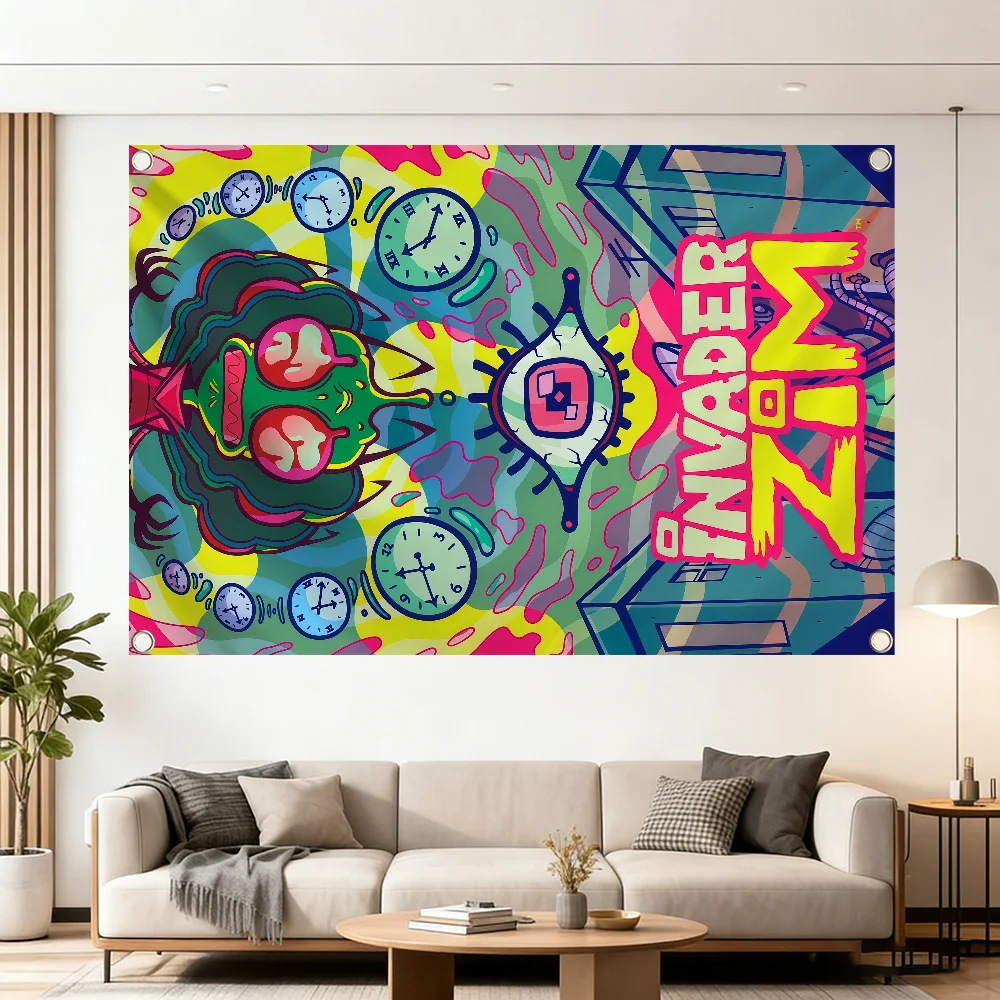 TV Series I-Invader Z-zim flag Durable Outdoor Indoor Patio Festive Decoration Classic Design Pole Wall Room Banner