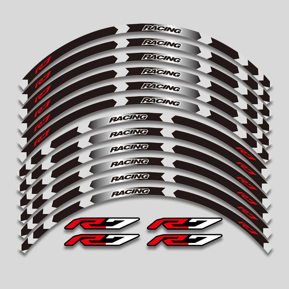

For Yamaha YZFR7 YZF R7 17inch Motorcycle Accessories Sticker Wheel Reflective Stripe Rim Tire Waterproof Decorative Decals Set
