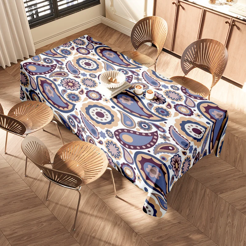 Modern Geometric Floral Printed Tablecloth for Dining Room Decoration 150x240cm Multicolor