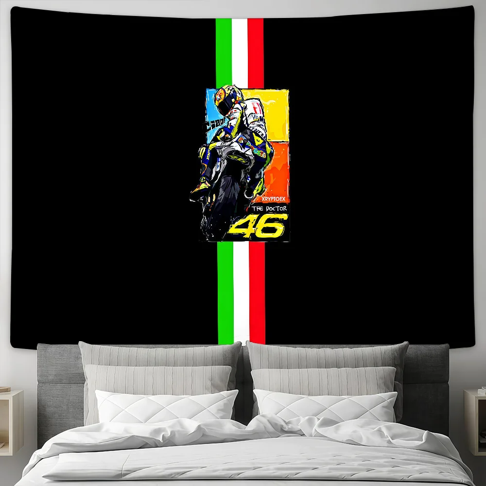دراجة نارية V-Valentino R-RossiS 46 علم مخصص للتخييم حديقة ديكور خلفيات الحفلات جدار الفن هدايا الأسرة