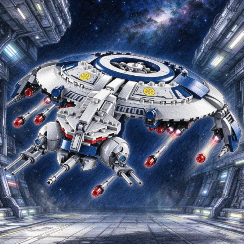 2026 Hot Toy 389pcs Star Interstellar Conflict FIT Droid Gunship Puzzle Model Home Decor Building Blocks For Birthday Gifts