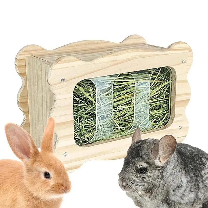 

Hay Holder Small Animals Hay Manger Food Dispenser Stand For Bunny Chinchilla Guinea Pig Wood Grass Holder