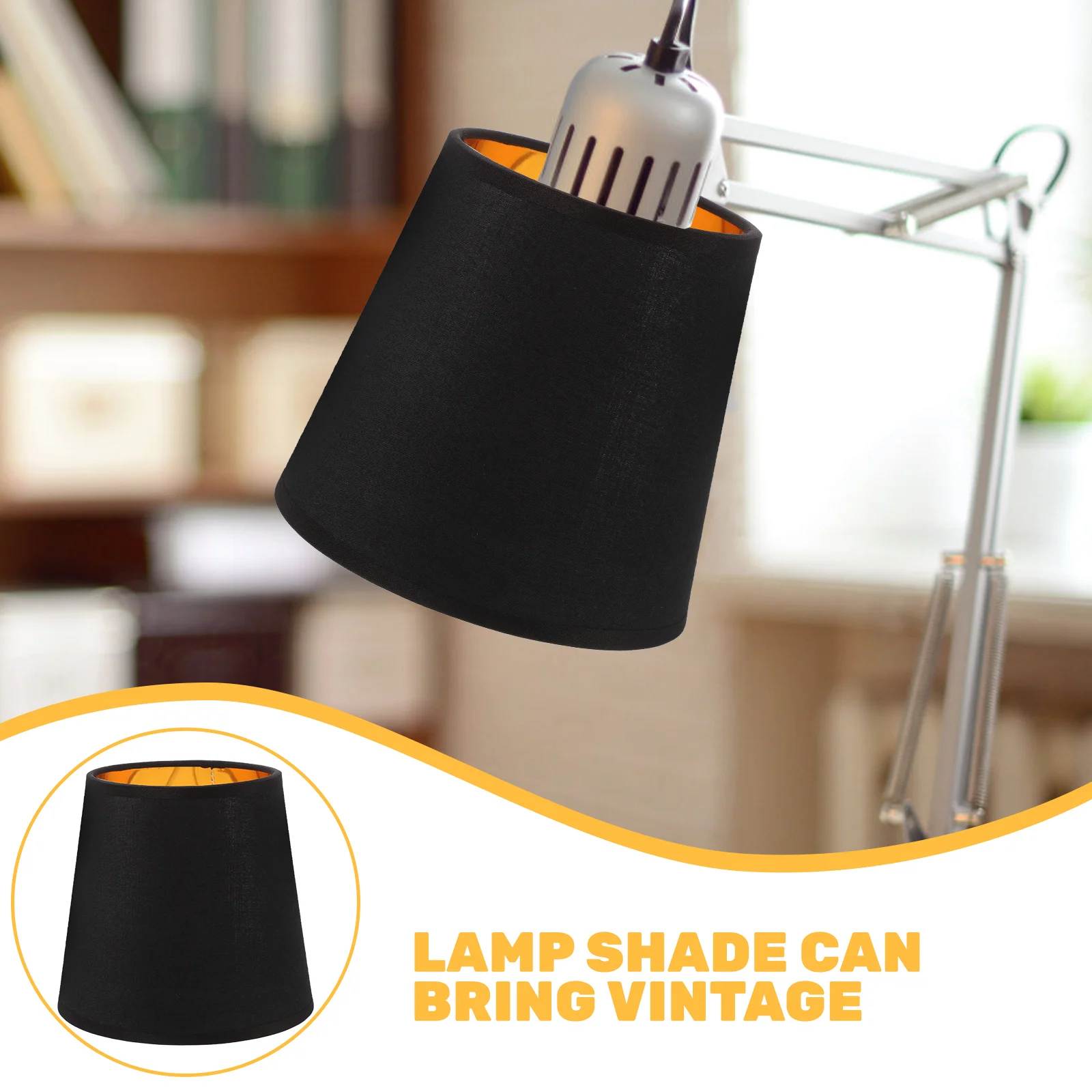 Black Small Fabric Lampshade Durable Replacement Decorative Bedroom Table Lamp Shade Cloth Cover Hollow Metal