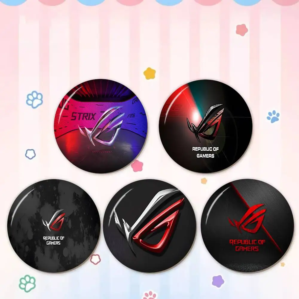 A-ASUS R-ROG Republic Creative Pins Funny Faces Round Snap-in Brooch Badge Backpack Hat Accessories Jewelry Gifts