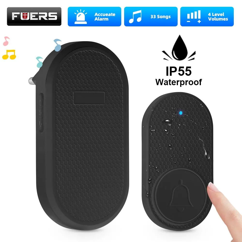 Fuers M558 Wireless Doorbell For Home 32 Songs Waterproof Button Welcome Chime Door Bell Intelligent Smart Alarm With Battery