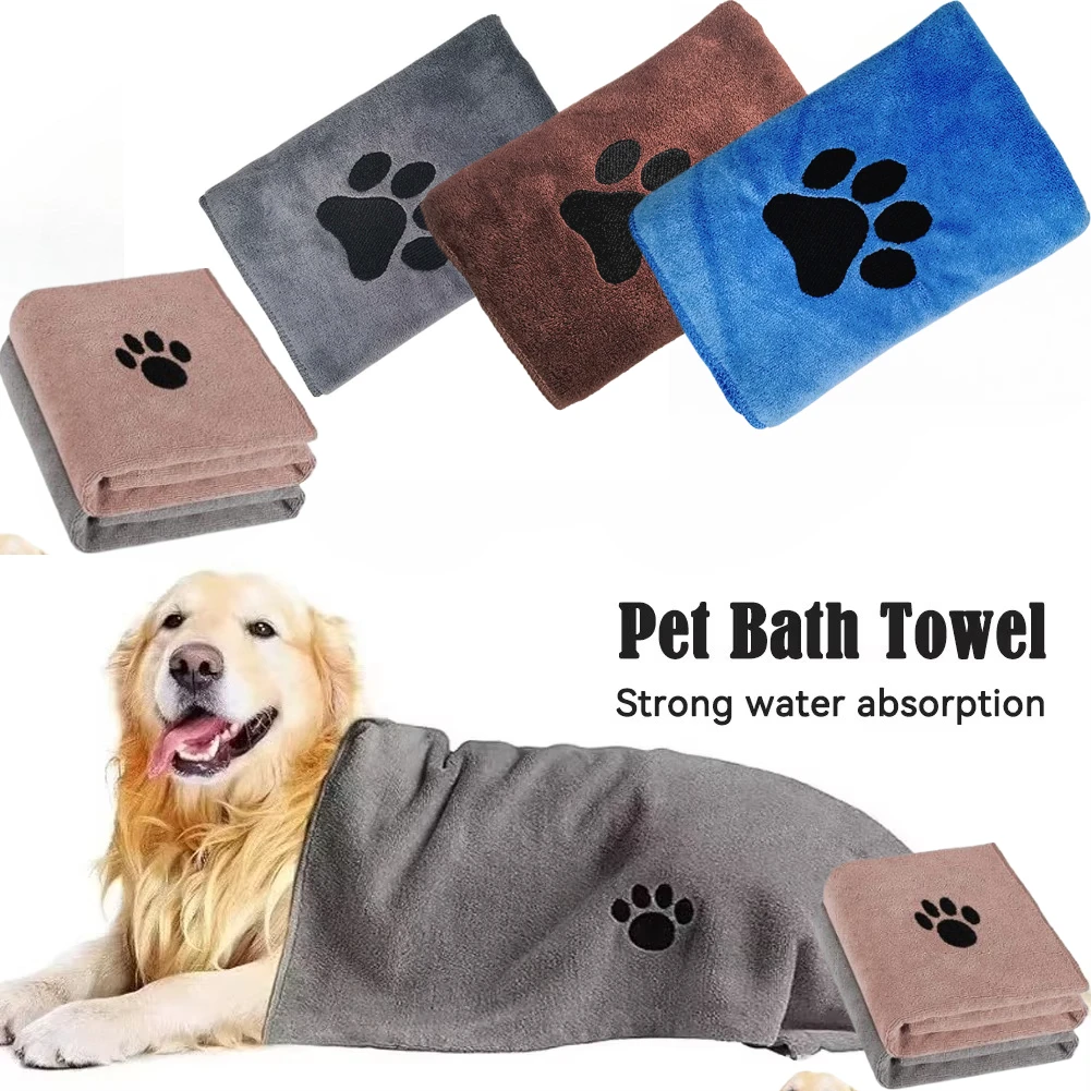 Microfiber Pet Bath Towel Embroidered Super Soft Absorbent Cat for Dogs Grooming Supplies 35*75cm/50*100cm 1/4 pcs