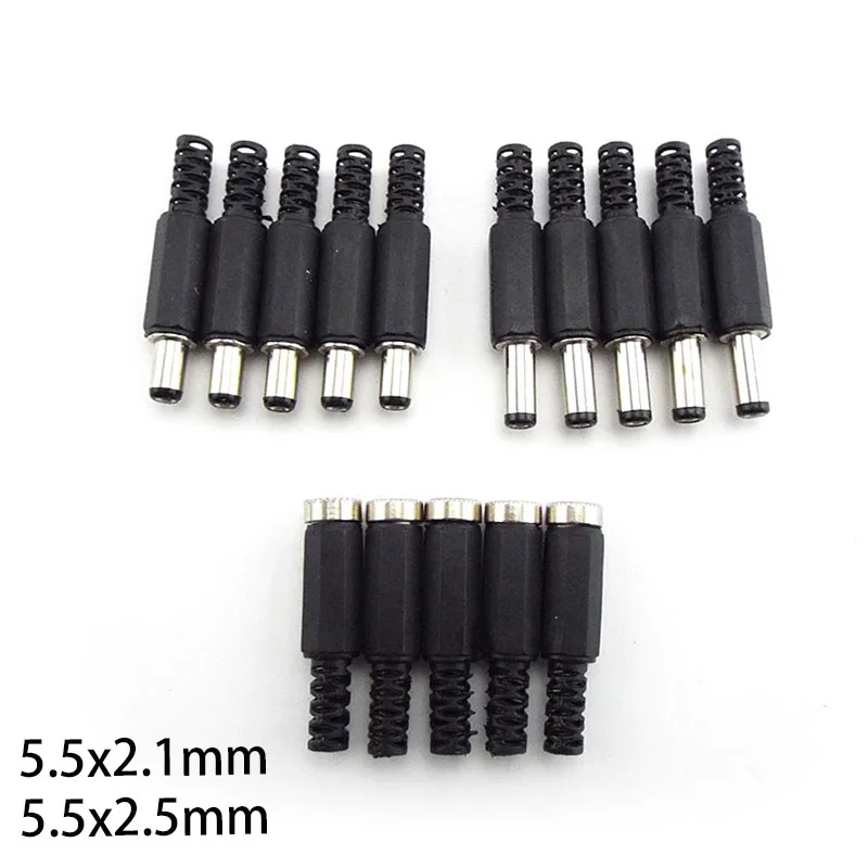 DC Female Male Power Supply Connectors 5.5mmx2.1mm 5.5x2.5mm Female Male Plug Jack Socket Adapter Wire DIY Projects