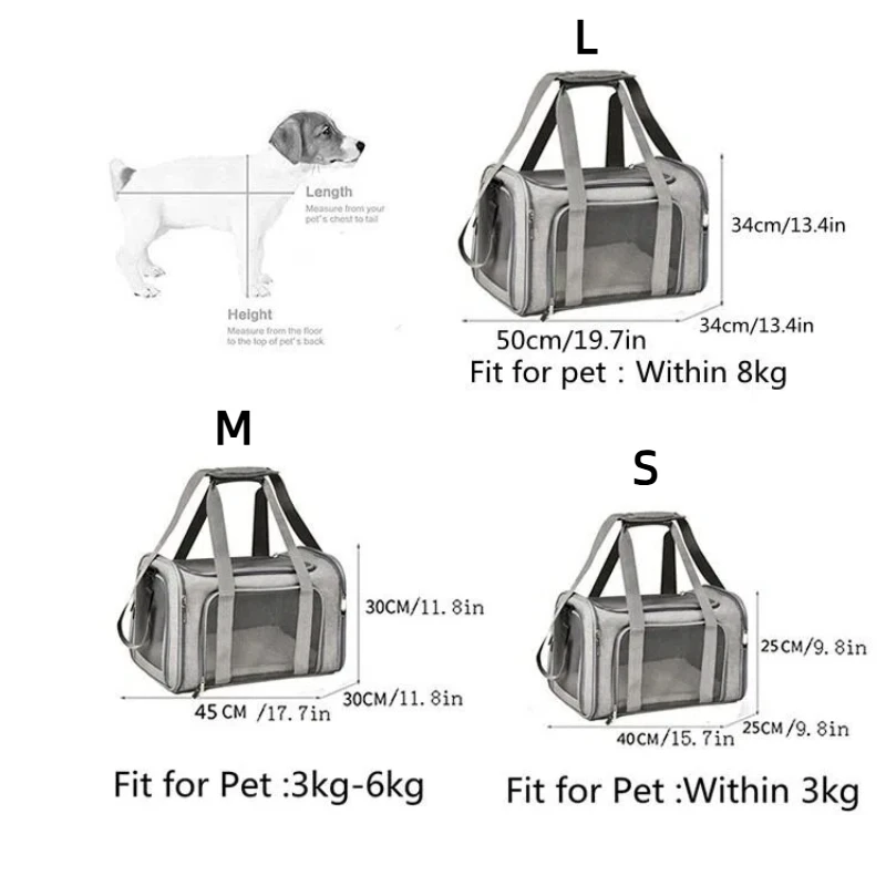 Portable Foldable Pet Carrier Bag Breathable Large Capacity Handbag Travel Carrying Bag for Small Cats Dogs Outdoor Car Use