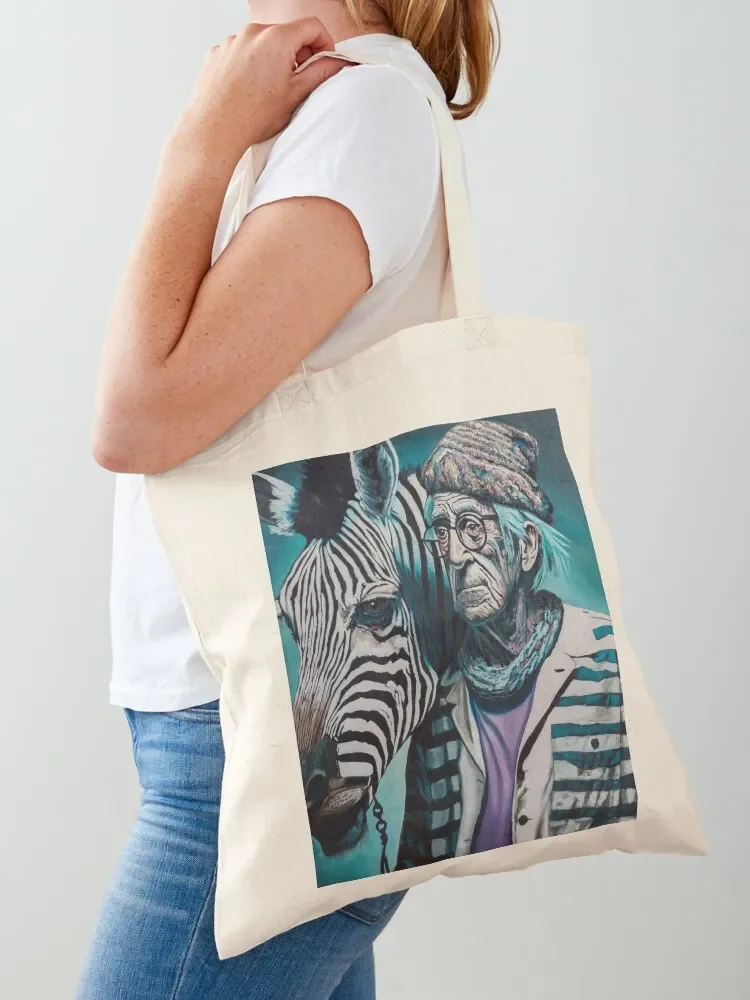 Taking the zebra for a walk again oil painting Tote Bag Beach bag bags cloth bags custom