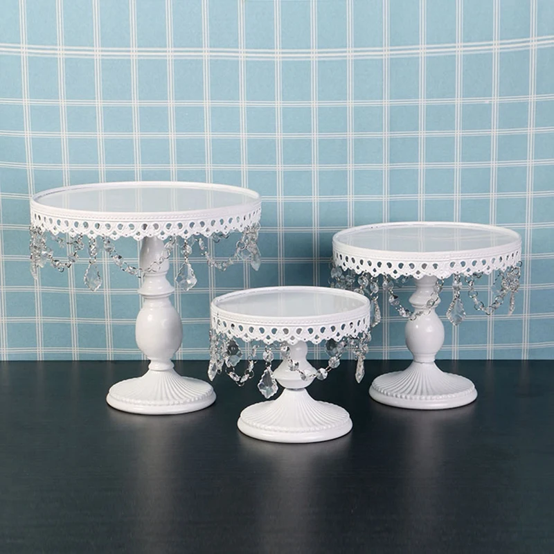 White Crystal Cake Display Stand Round Wedding Cupcake Holder Dessert Cupcake Display Plate Stand Cake Storage Rack