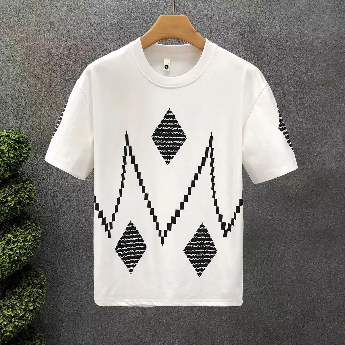 Summer Men T-shirt New Fashion Men\'s Geometric figure Printing Pattern Casual Loose Street Fitness High Quality Cotton Top