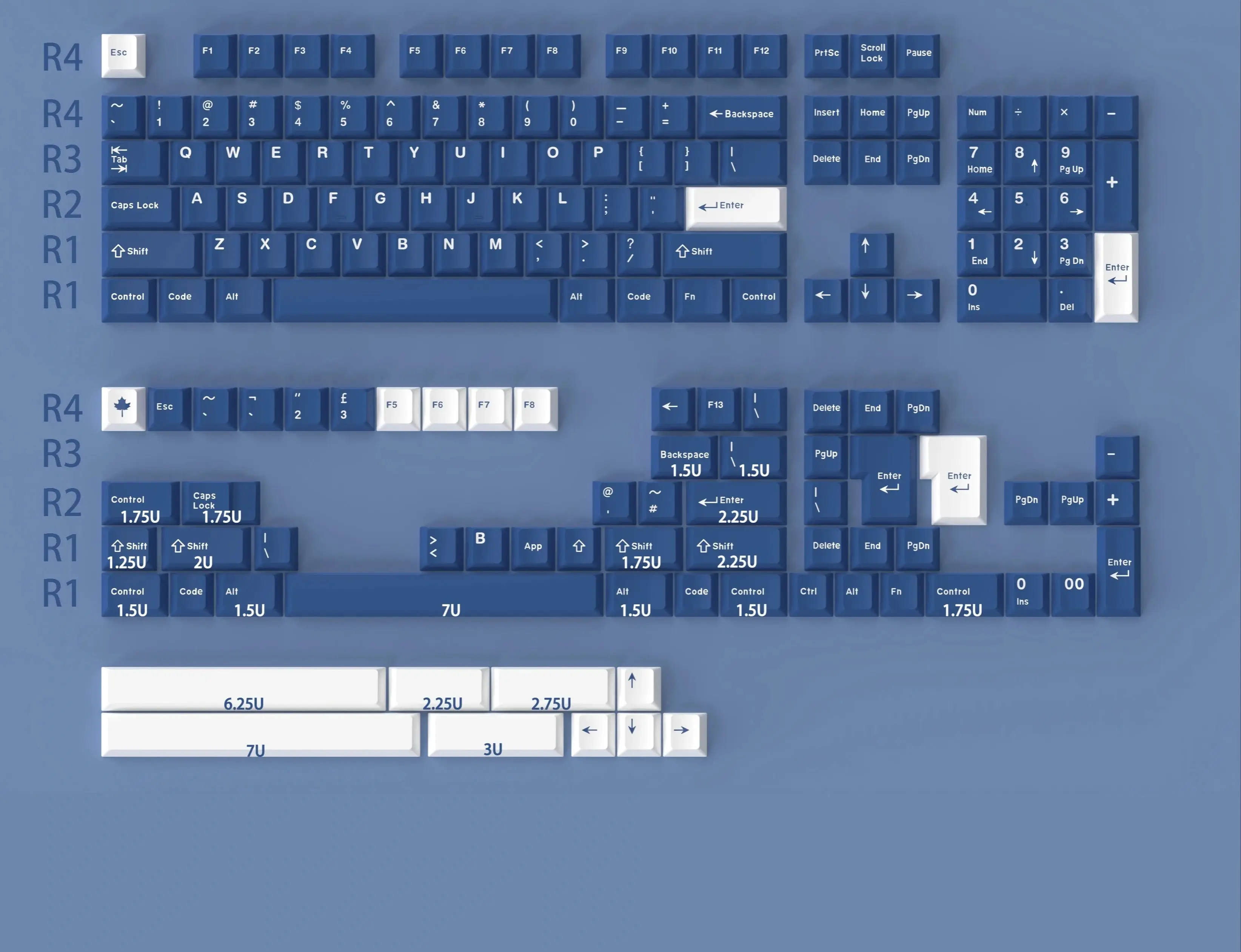 GMK Classic Blue Keycap Cherry Original Height ABS Two-Color Molding 172 Large Full Set