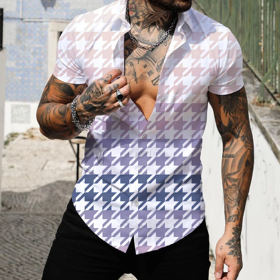 Camisa Hawaiana De Manga Corta Para hombre, Ropa De Calle 3d, informal, sencilla, A La moda, Para playa, Tops Con solapa, 2024