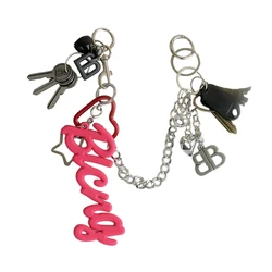 Retro Exaggerated Silicone Keychain Unique Silicon Bag Pendant Car Key Accessory with Alphabets Designs