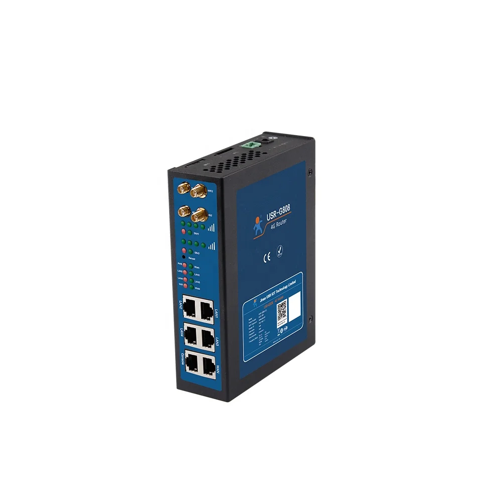 USR-G808-EE EMEA 및 APAC Wifi 산업용 장거리 4g Lte 무선 라우터(듀얼 SIM 카드 슬롯 포함)