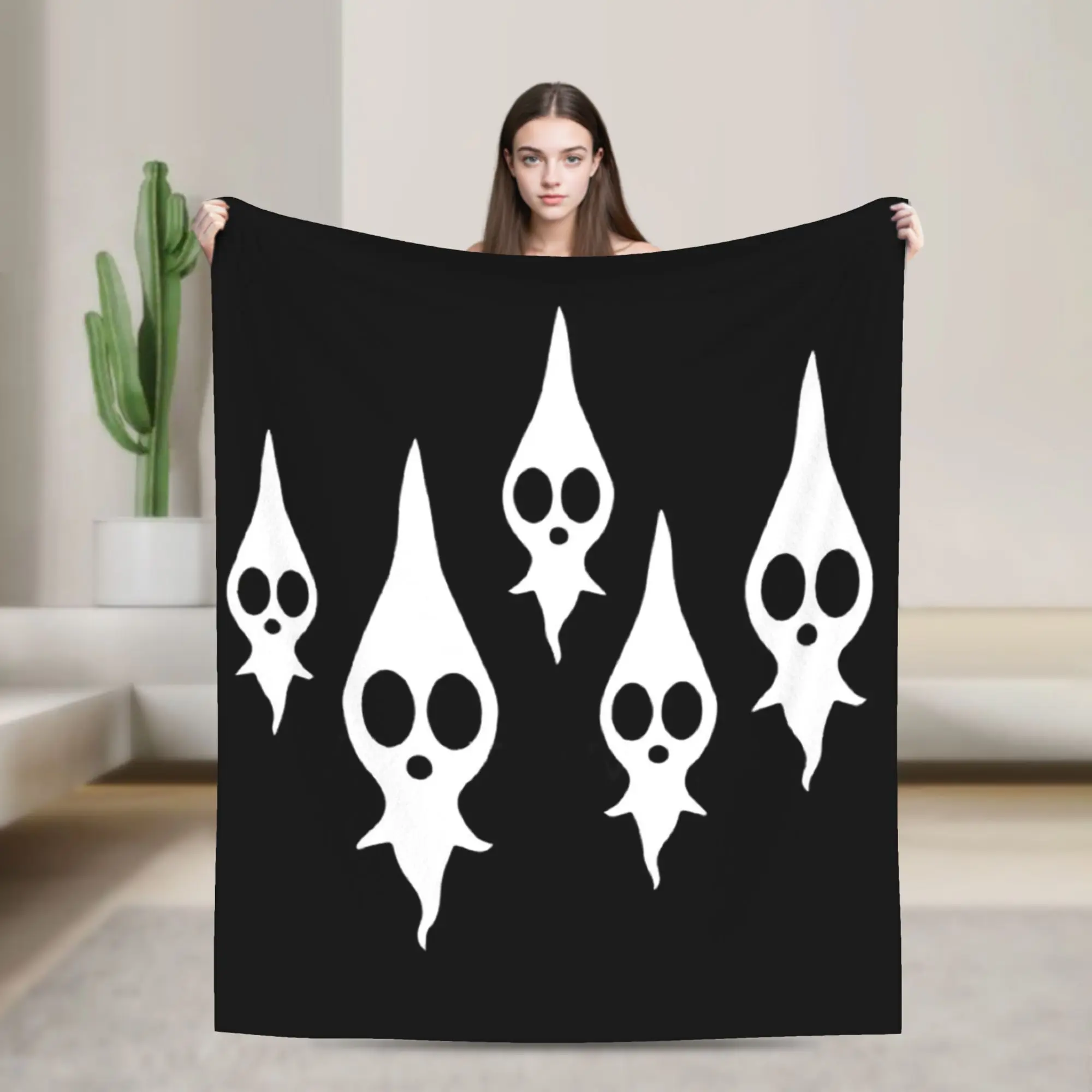 Pikmin Ghosts Blanket Flannel All Season Cartoon  Portable Warm Throw Blankets for Sofa Couch Bedding Throws