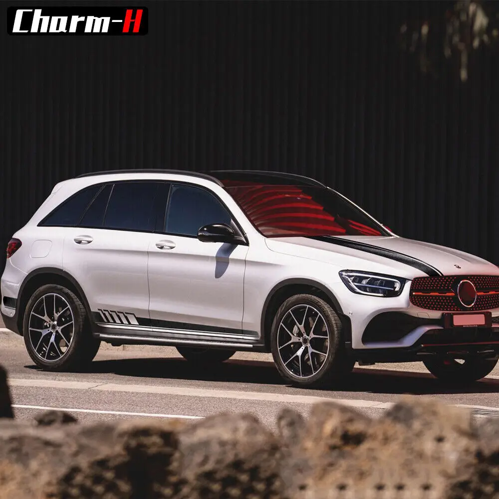 Adesivo de decalques de vinil com listras laterais para capô de carro para Mercedes Benz GLC X253 X254 C253 C254