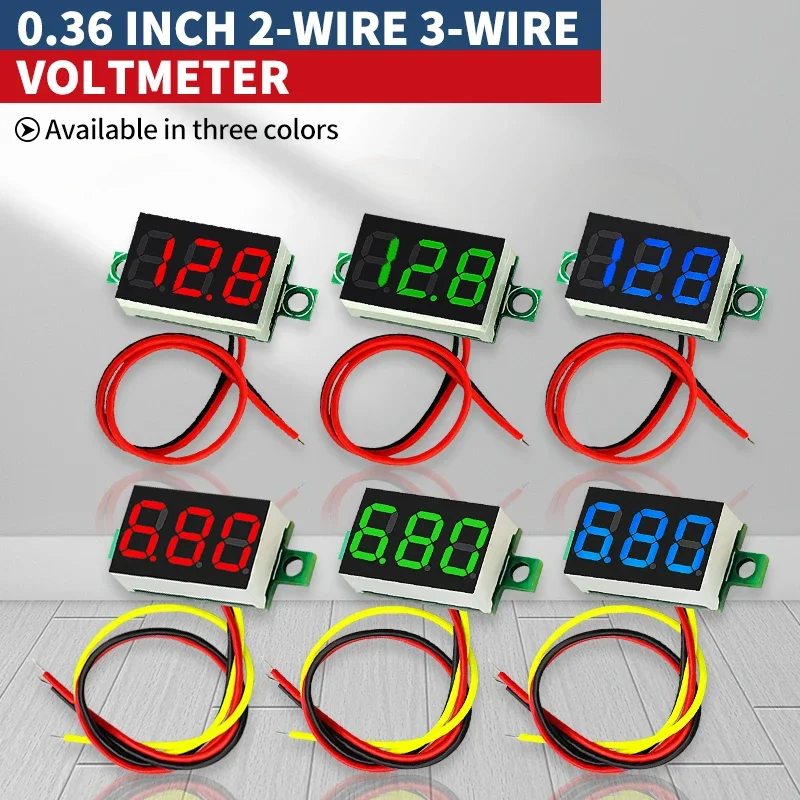 Mini voltímetro Digital de CC de 1 piezas, medidor probador de pantalla de voltaje de 0,36 pulgadas, 2,5 V-30V, 0-100V, pantalla LED, medición