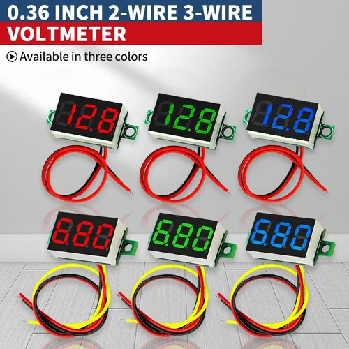 미니 DC 디지털 전압계 전압 디스플레이 테스터 미터, LED 디스플레이, 정확한 압력 측정, 0.36 인치, 2.5V-30V, 0-100V, 1 개  Best5