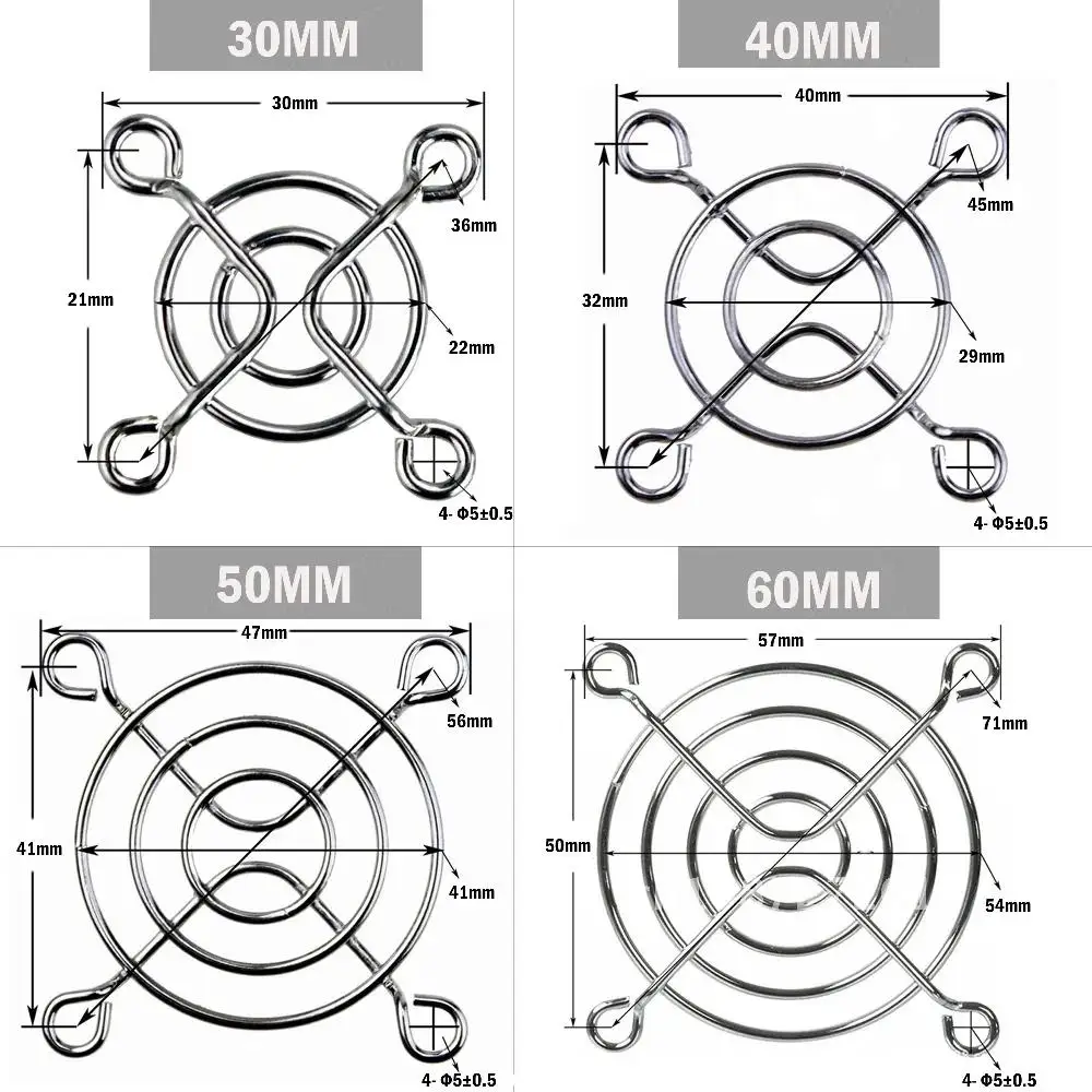 

5 Pcs Cooling Case Fan Computer Fan Grill Metal Wire Finger Guard 30/40/50/60/70/80/90/120/135/140/150/170/200mm Metal fan Grill