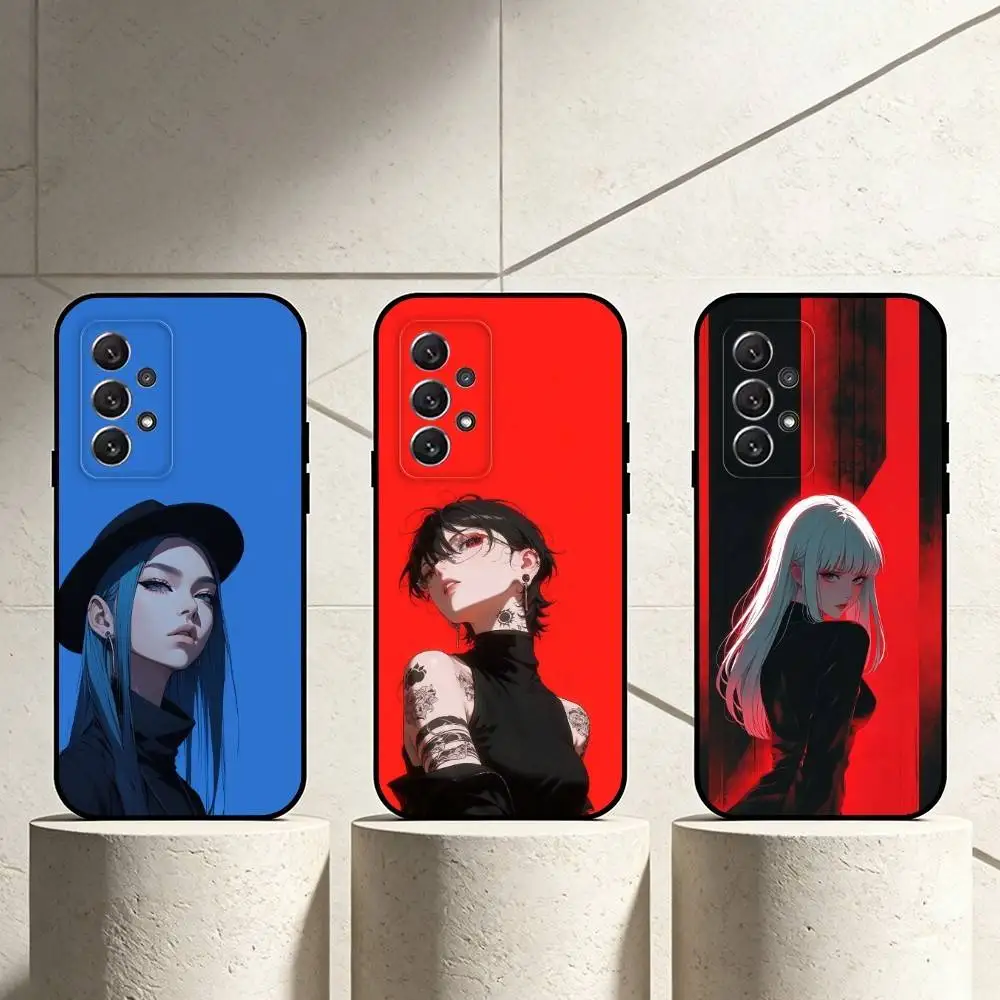 

Dark goth girl Phone Case For Samsung S25,24,23,22,30,21,10,9,Ultra,Plus,Lite Soft Black Case