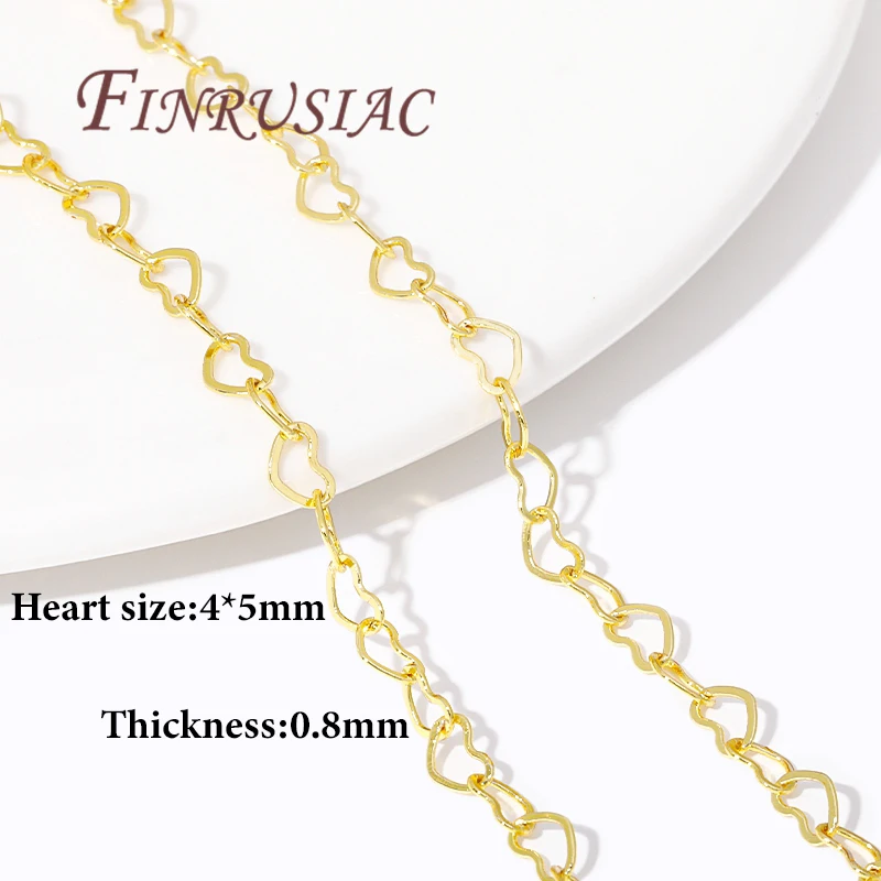 1/2Meters 14K/18K Gold Plated Love Heart Chains For Jewelry Making,Bulk Chain For Needlework,DIY Necklace Bracelets Findings