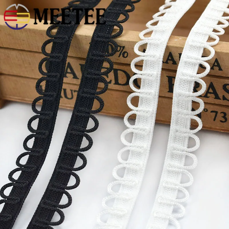 Meetee 10/20/30Meters U-wave Elastic Band 15mm Wide Stretch Tape Lace Trim Decor Ribbon Pant Belt Clothes DIY Sewing Accessories