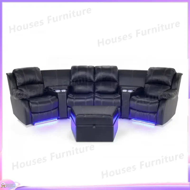 Recliner Sofa Leather Home Theater Chair Smart Touch Control LED Light Cup Holder Modern Living Room Furniture Seat