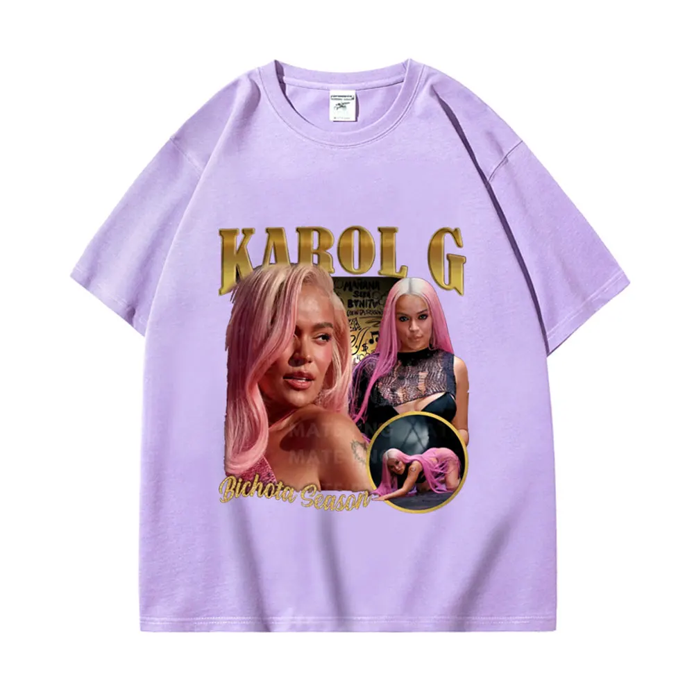 Singer Karol G Print T-shirt Unisex Fashion Hip Hop Oversized T-shirts Summer Casual Vintage Short Sleeve T Shirts Streetwear