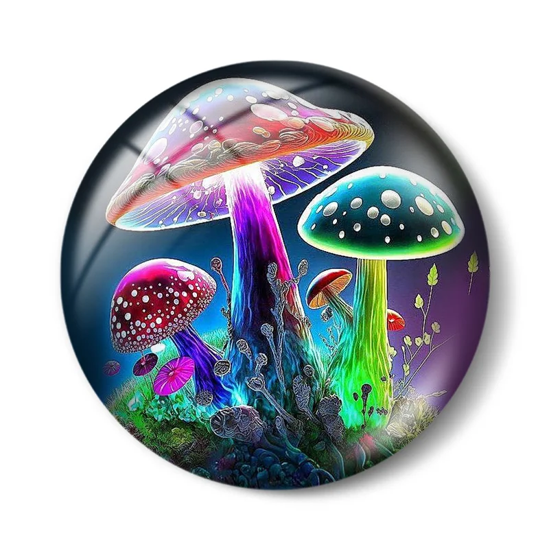 Beautiful colorful mushrooms crystal clear 10pcs 12mm/18mm/20mm/25mm Round photo glass cabochon demo flat back Making findings