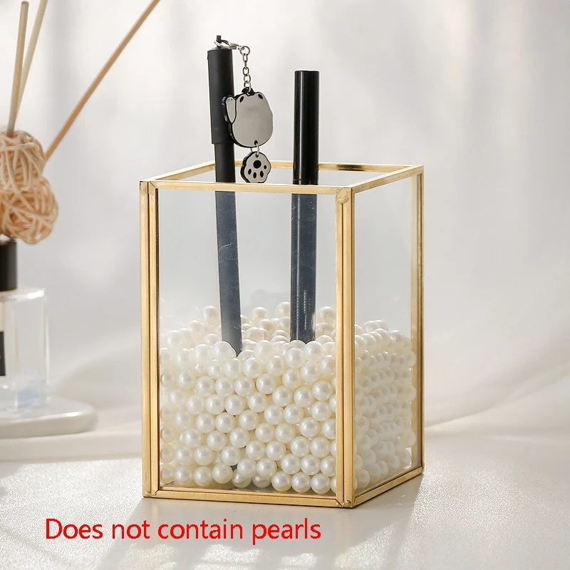 A73U 1Pcs Fashion Makeup Brush Cosmetic Storage Box Lipstick Glass Plaid Classification Storage Makeup Brush Organizer