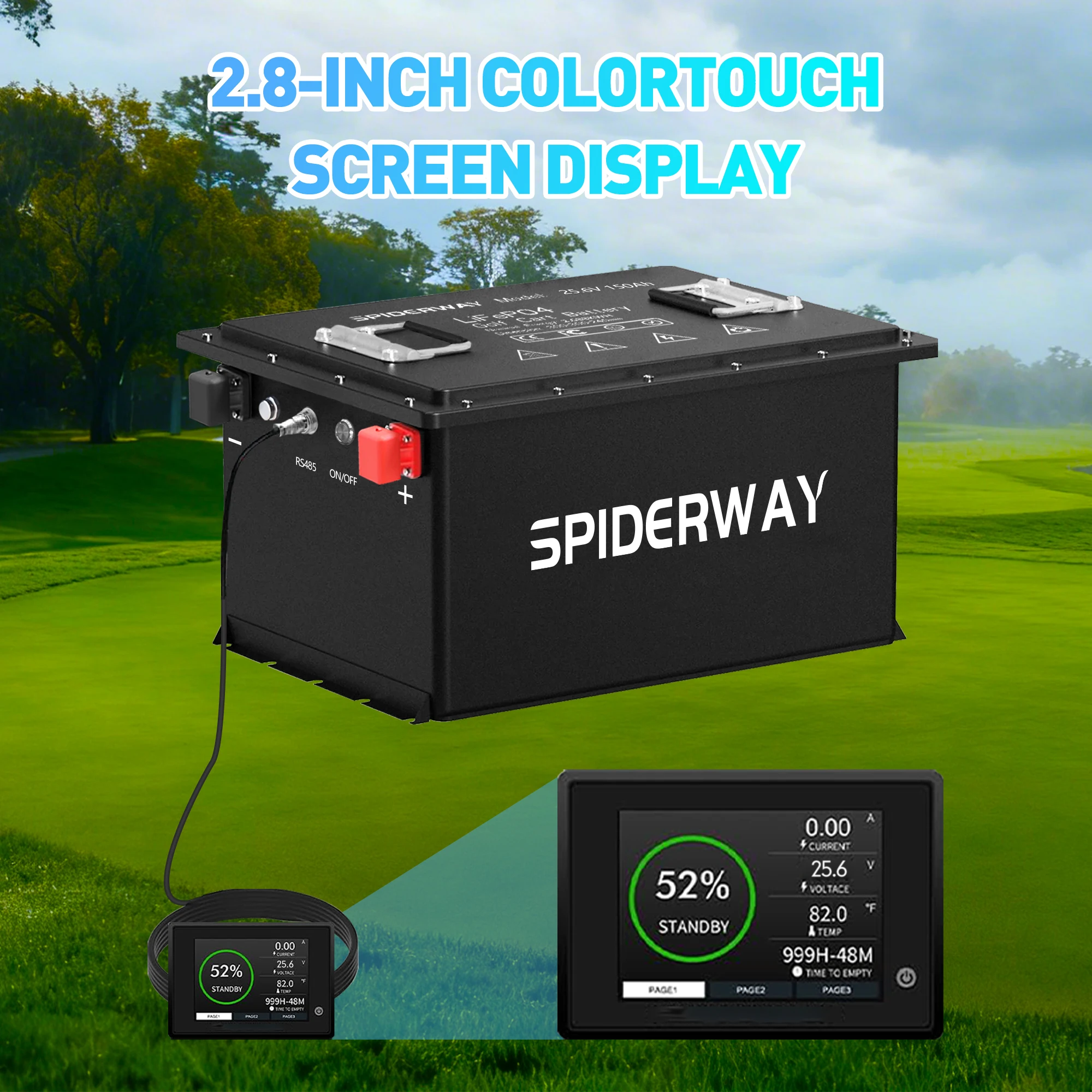 بطارية LiFePO4 24 فولت 150 أمبير مع شاحن 25 أمبير 6000+ دورات بحد أقصى. 7.68 كيلو واط لـ Skyjack SJIII 4626، 4632، 3219 رافعة مقصية