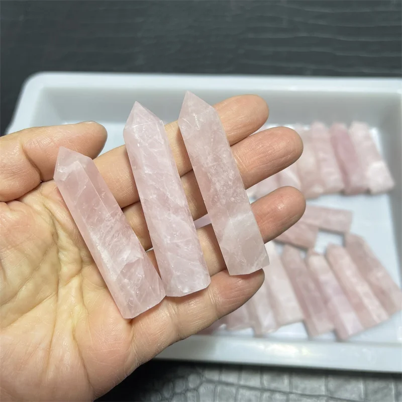 1kg Crystal Natural Rose Quartz Tower Point Healing Feng Shui Wiccan Sacrifice Wand Stone Quartz Energy Reiki Home Decoration