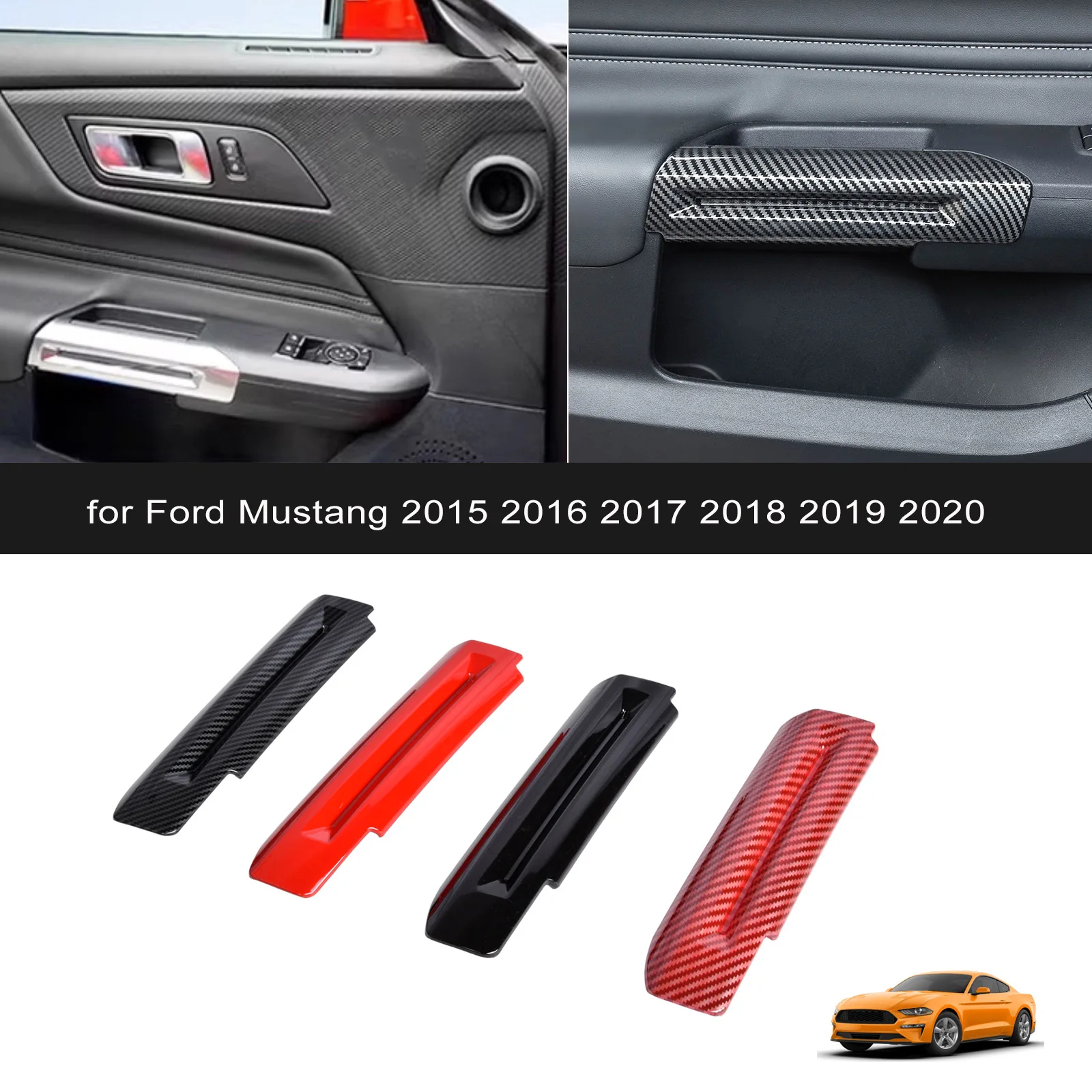 ABS Carbon Fiber Gate Door Handle Decoration Cover Trim for Ford Mustang 2015 2016 2017 2018 2019 2020 Car Interior Accessories