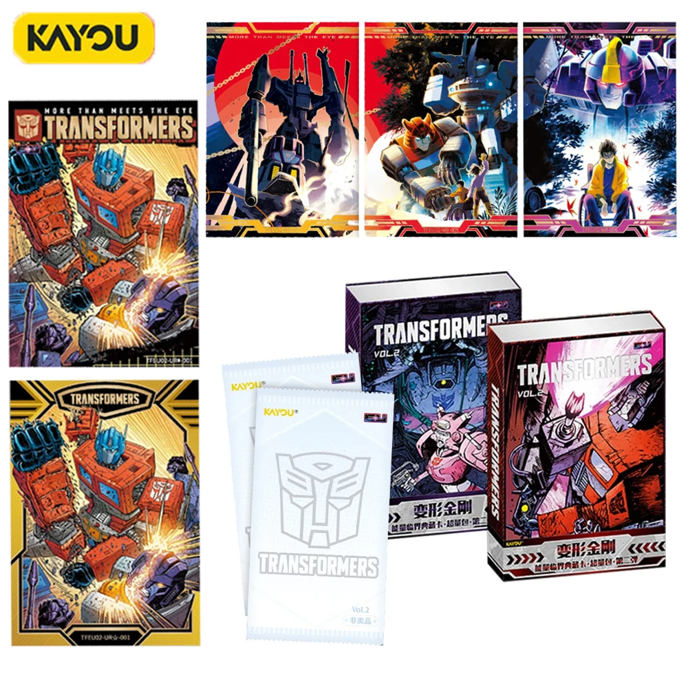 Authentic Licensed KAYOU Transformers Vol.2 Full Box Collection Packs Optimus Prime Elita Robot Character Collectible Cards