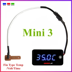 Motorcycle Fin Type Temperature Sensor voltage time mini 3 in 1 gauge For nmax cb500x Adapter Scooter And Racing thermometer