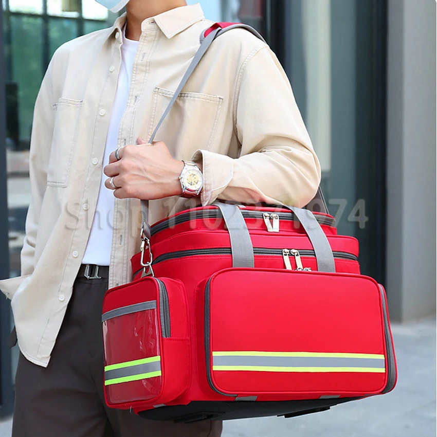 First Aid Medical Bag Outdoor Emergency Rescue Large Capacity Bag Empty Waterproof Reflective Oxford Multi-pocket Travel Bags