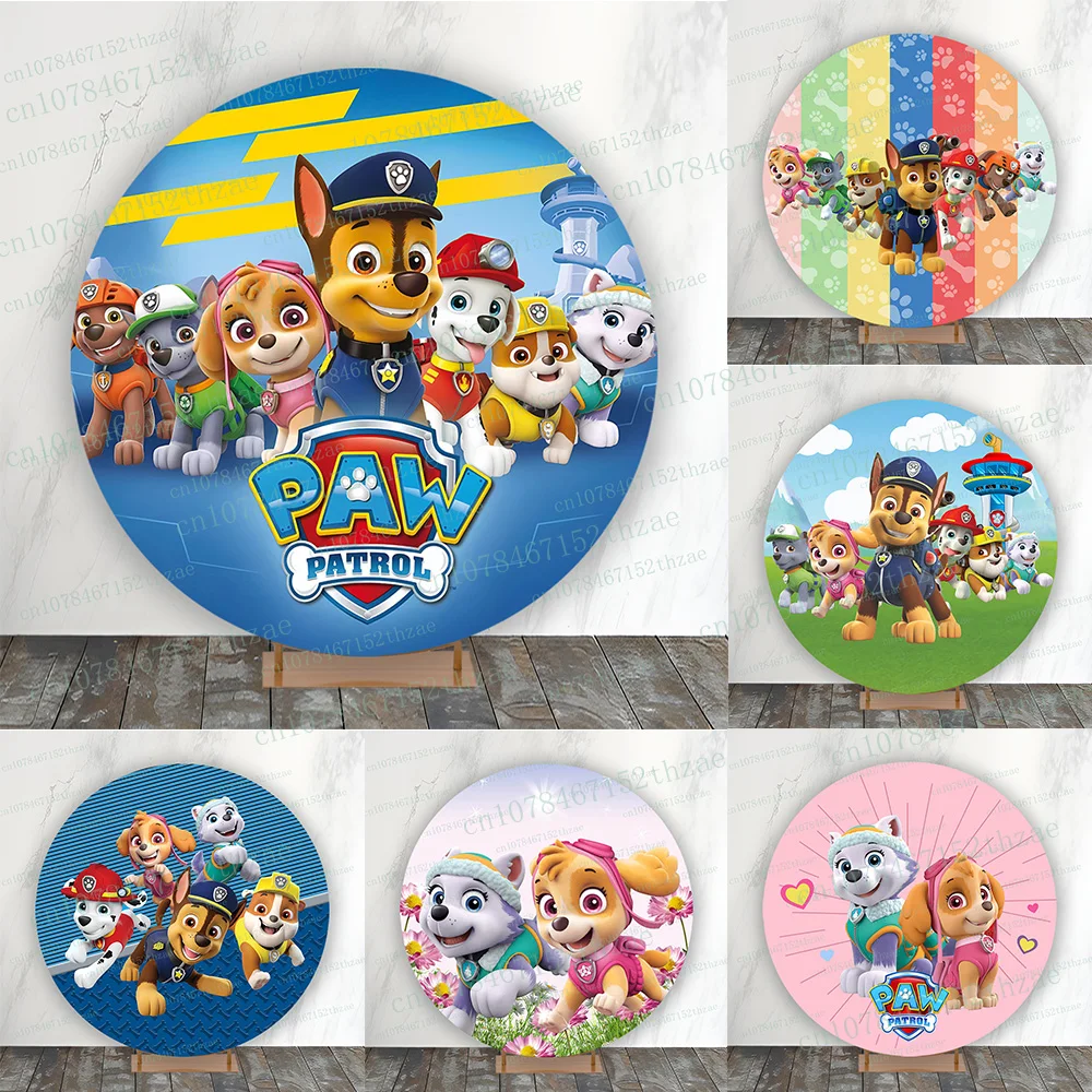 

Paw Patrol Birthday Party Photo Backdrop Baby Shower Photography Backdrop Round Photo Background ﻿