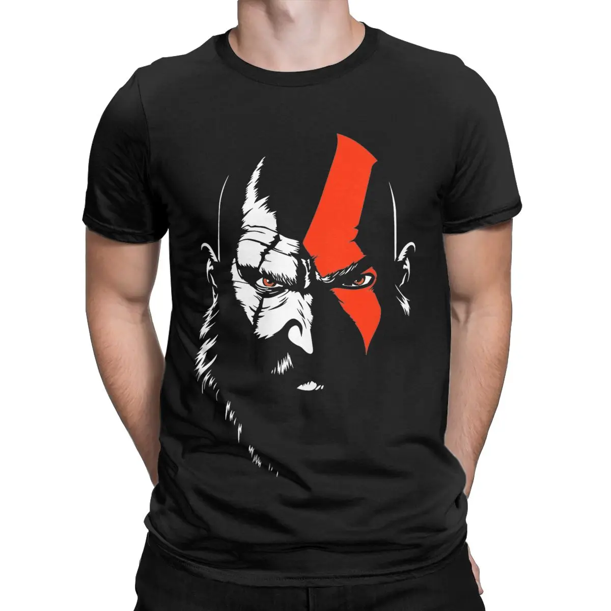 God Of War Kratos Men T Shirt Casual Tees Short Sleeve Round Neck T-Shirts Cotton Classic Tops